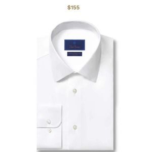 David Donahue Crisp TRIM WHITE Shirt Size 16 34/35